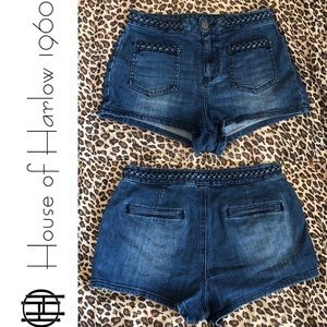 HOUSE OF HARLOW 1960 hi-rise denim braided shorts
